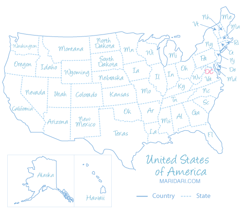 USA map, showing all 50 states of the United States of America, North America USA map, showing all 50 states of the United States of America, North America
