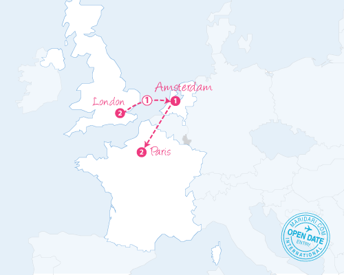 Itinerary: 7 days London, Amsterdam, Paris