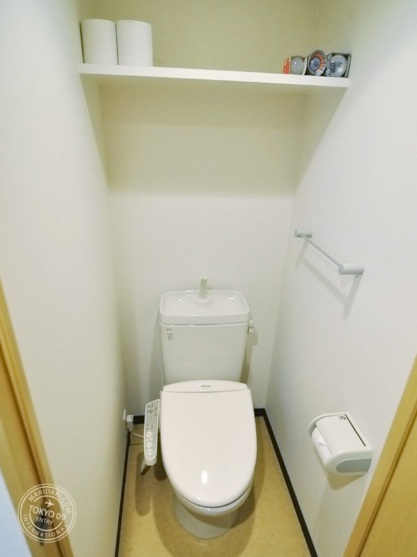 Fancy Toto Washlet bidet toilet with sink in B-Site Short Term Rental Apartment in Akihabara, Tokyo, Japan